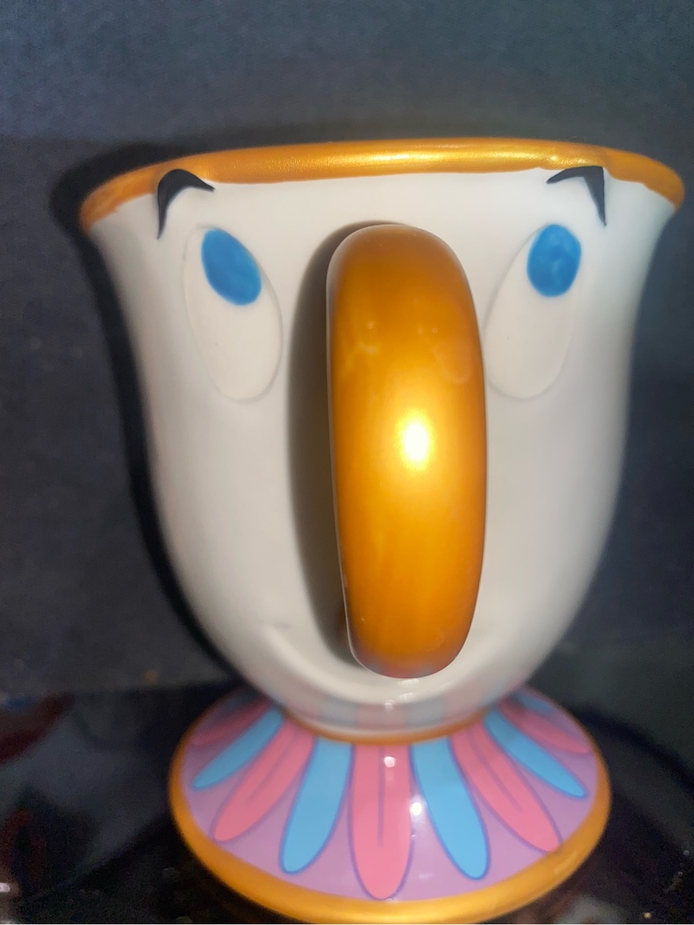 Disney White Ceramic Character Vase with Gold Handle and Multicolor Base
